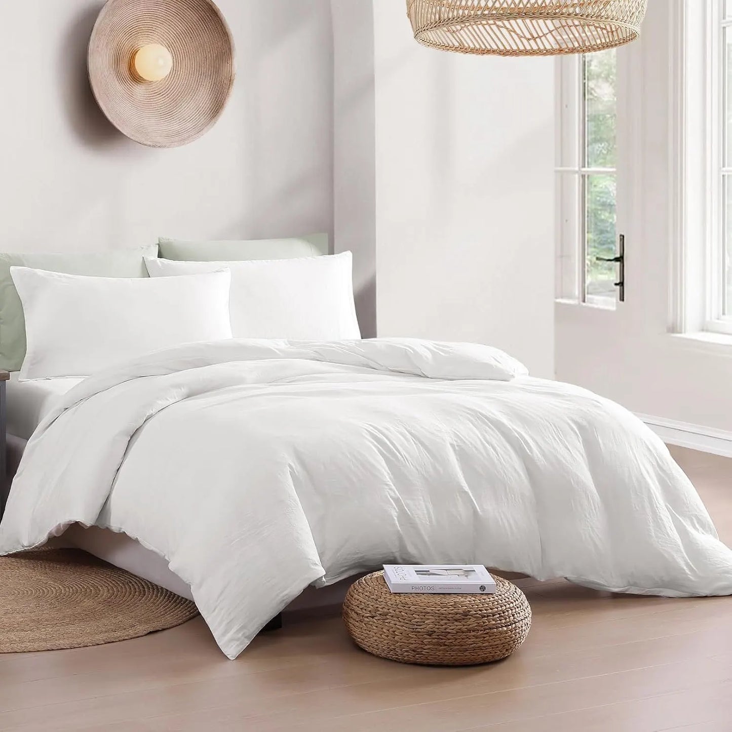Hotel Soft Microfiber Duvet Cover Set-2000TC Quilt Cover Set & Pillowcases -1 Donna Cover Zipper Closure & 1 x Pillowcases-Breathable Bedding - Wrinkle, Fade, Stain Resistant(White,Super King) - Image 6