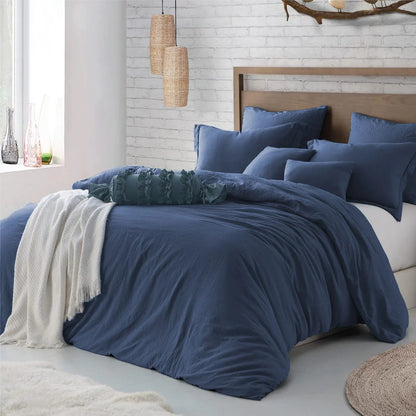 Hotel Soft Microfiber Duvet Cover Set-2000TC Quilt Cover Set & Pillowcases -1 Donna Cover Zipper Closure & 1 x Pillowcases-Breathable Bedding - Wrinkle, Fade, Stain Resistant(Navy,Super King)