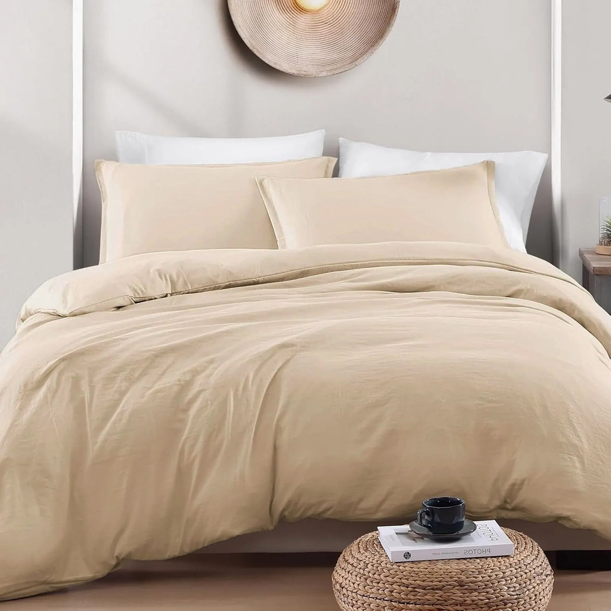Hotel Soft Microfiber Duvet Cover Set-2000TC Quilt Cover Set & Pillowcases -1 Donna Cover Zipper Closure & 1 x Pillowcases-Breathable Bedding - Wrinkle, Fade, Stain Resistant(Camel Beige,Super King) - Image 2