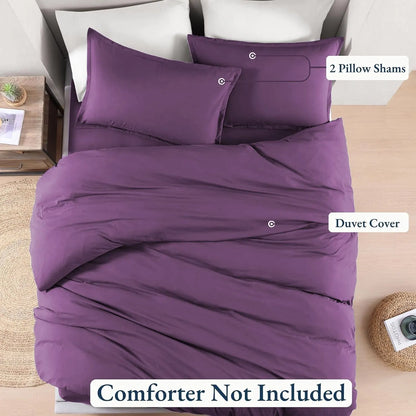 Hotel Soft Microfiber Duvet Cover Set-2000TC Quilt Cover Set & Pillowcases -1 Donna Cover Zipper Closure & 1 x Pillowcases-Breathable Bedding - Wrinkle, Fade, Stain Resistant(Purple,Super King) - Image 4