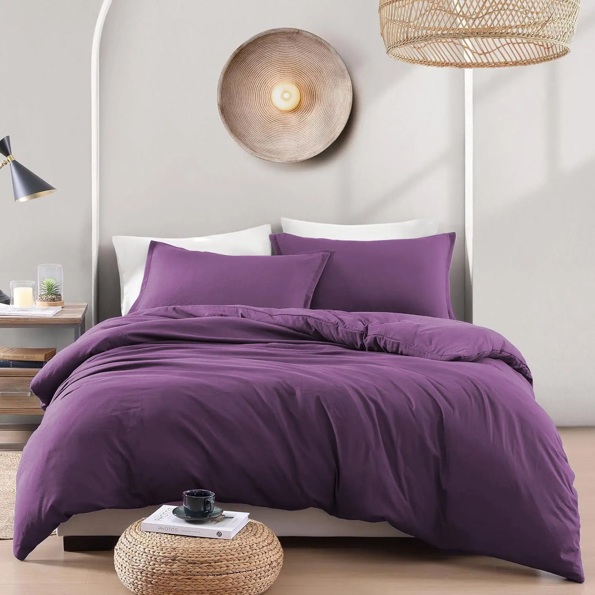 Hotel Soft Microfiber Duvet Cover Set-2000TC Quilt Cover Set & Pillowcases -1 Donna Cover Zipper Closure & 1 x Pillowcases-Breathable Bedding - Wrinkle, Fade, Stain Resistant(Purple,Super King) - Image 6