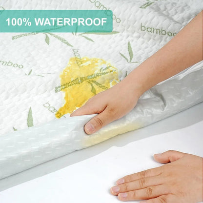 Waterproof Mattress Protector,Breathable Mattress Cover,3D Air Fabric Cooling Bed Pad Cover, Deep Pocket 40cm(Super King,Green) - Image 2