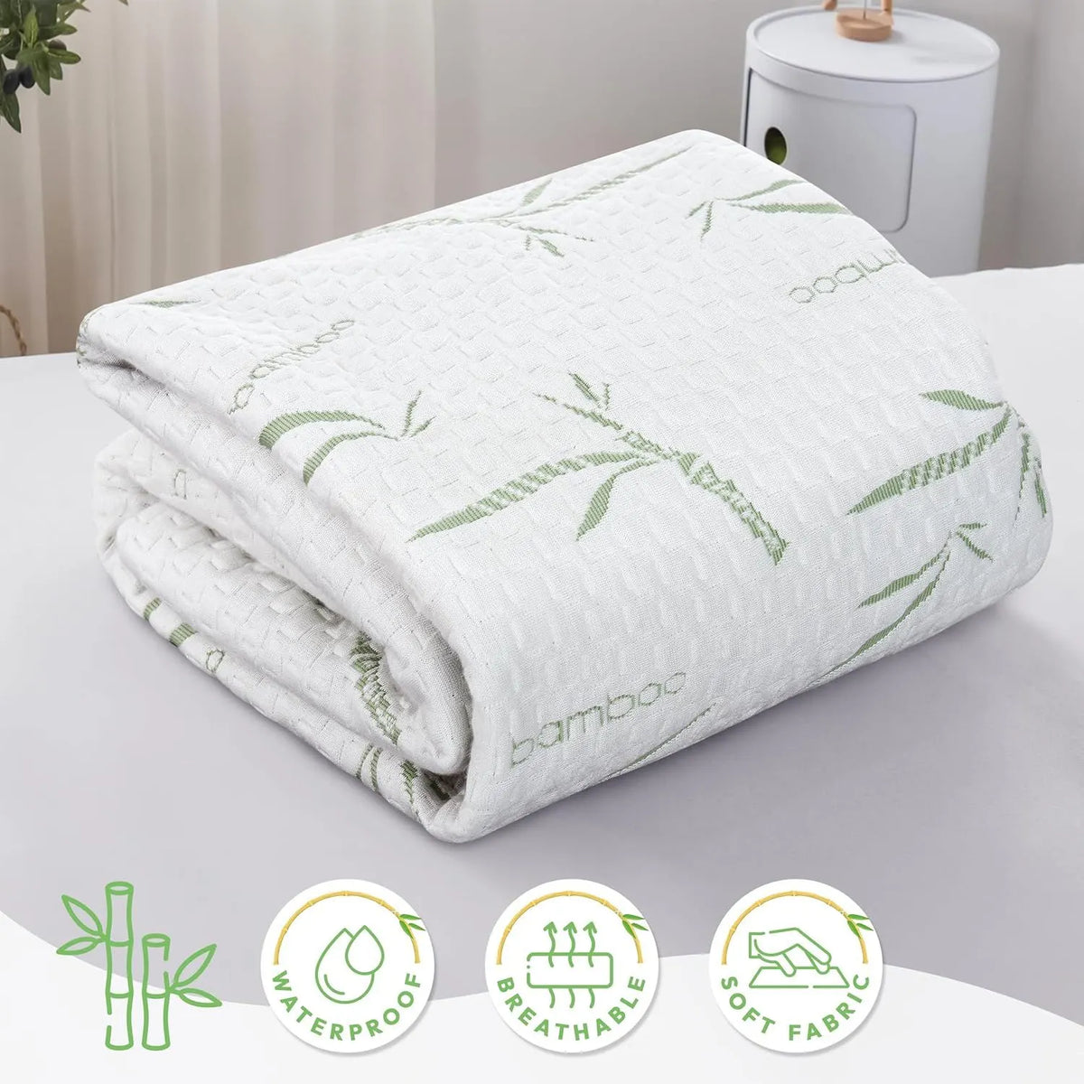 Waterproof Mattress Protector,Breathable Mattress Cover,3D Air Fabric Cooling Bed Pad Cover, Deep Pocket 40cm(Super King,Green) - Image 7