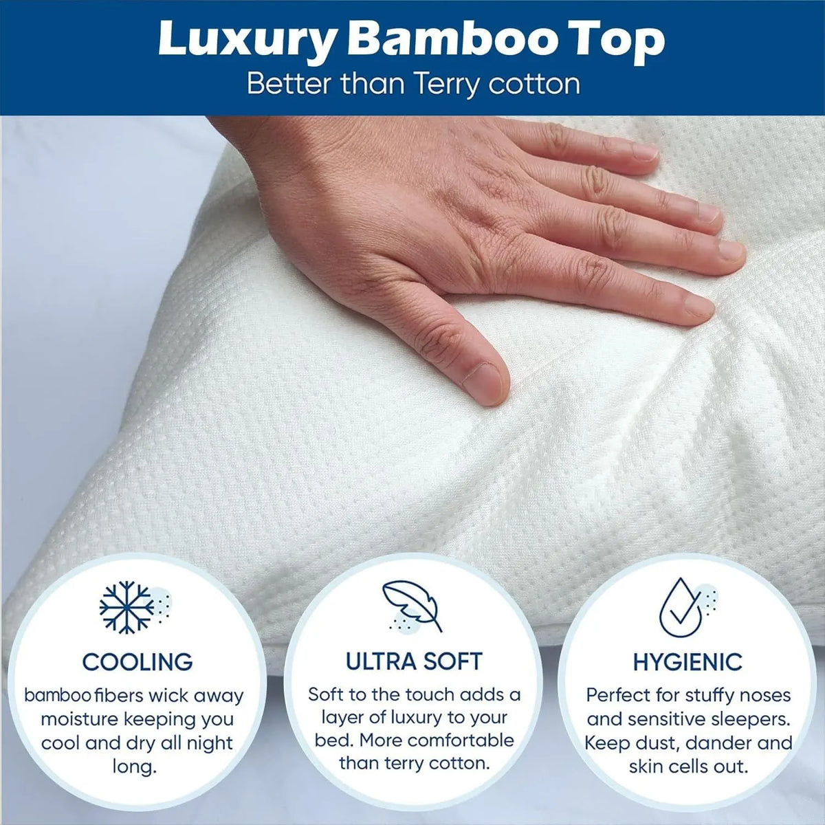 Waterproof Bamboo Pillow Protector Cover,100% Bug Water Proof Zippered Pillow Cases Body Size (1 Pack, White,50cm x 150cm) - Image 6