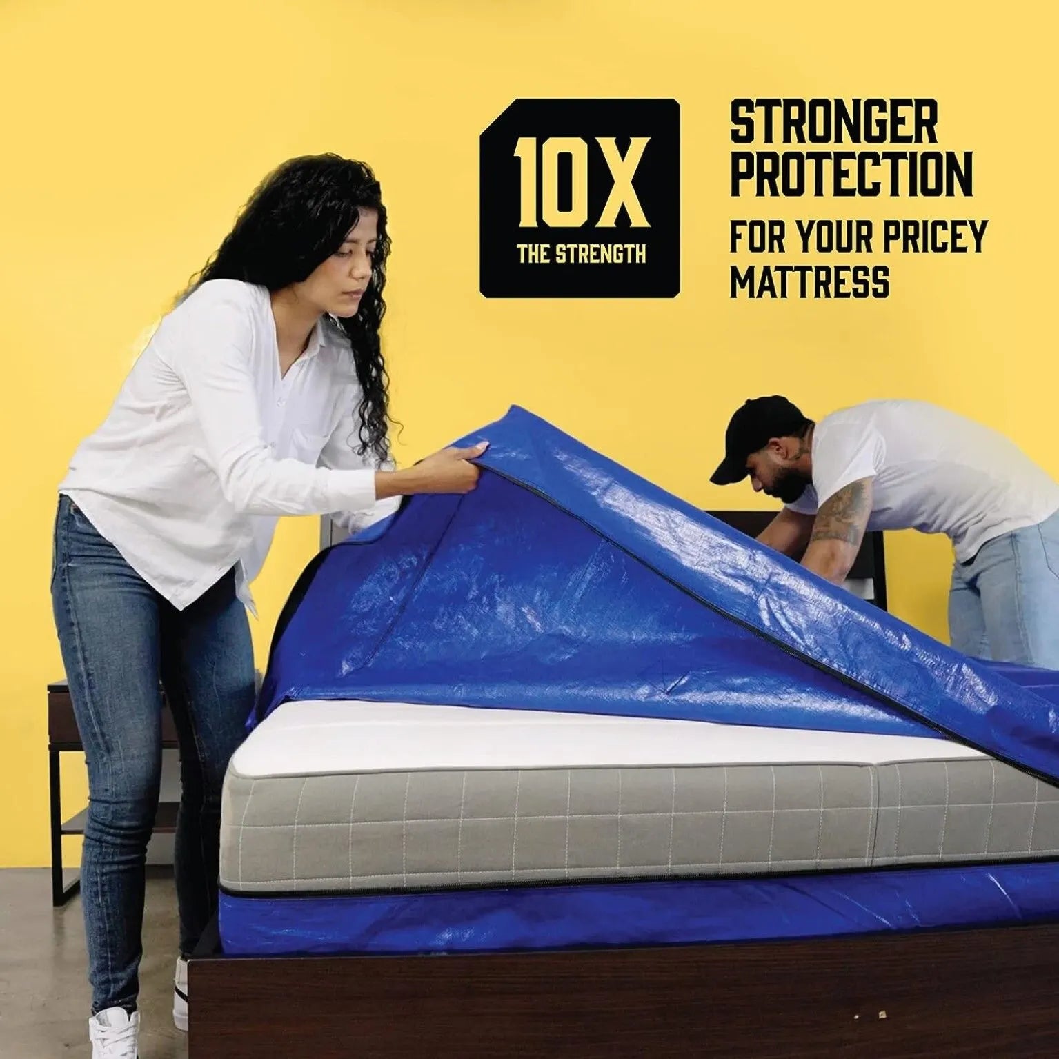 Mattress Bag Mattresses Protector Plastic Moving Storage Dust Cover Carry Bed Waterproof Zipper Packing Reusable Disposal, Extra Thick Heavy Duty, with Handles(Double) - Image 6