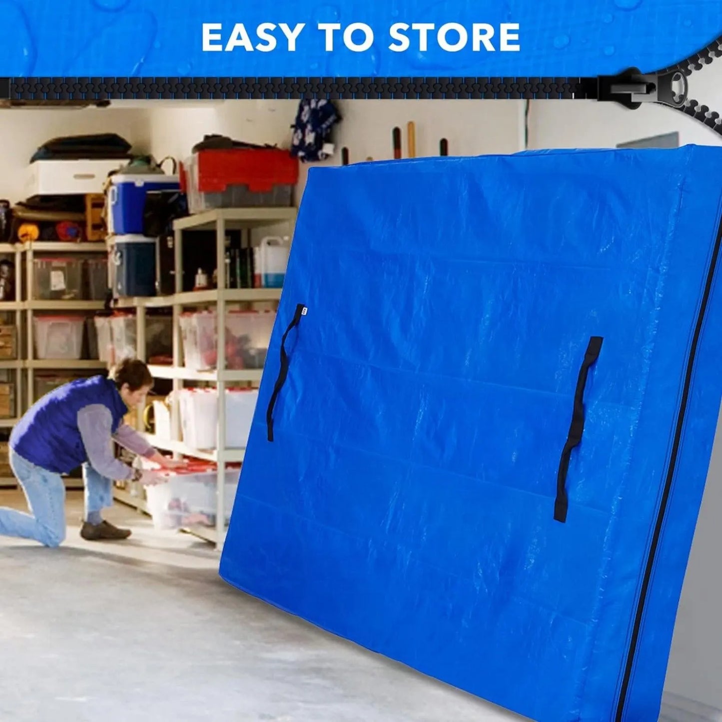 Mattress Bag Mattresses Protector Plastic Moving Storage Dust Cover Carry Bed Waterproof Zipper Packing Reusable Disposal, Extra Thick Heavy Duty, with Handles(Single) - Image 7