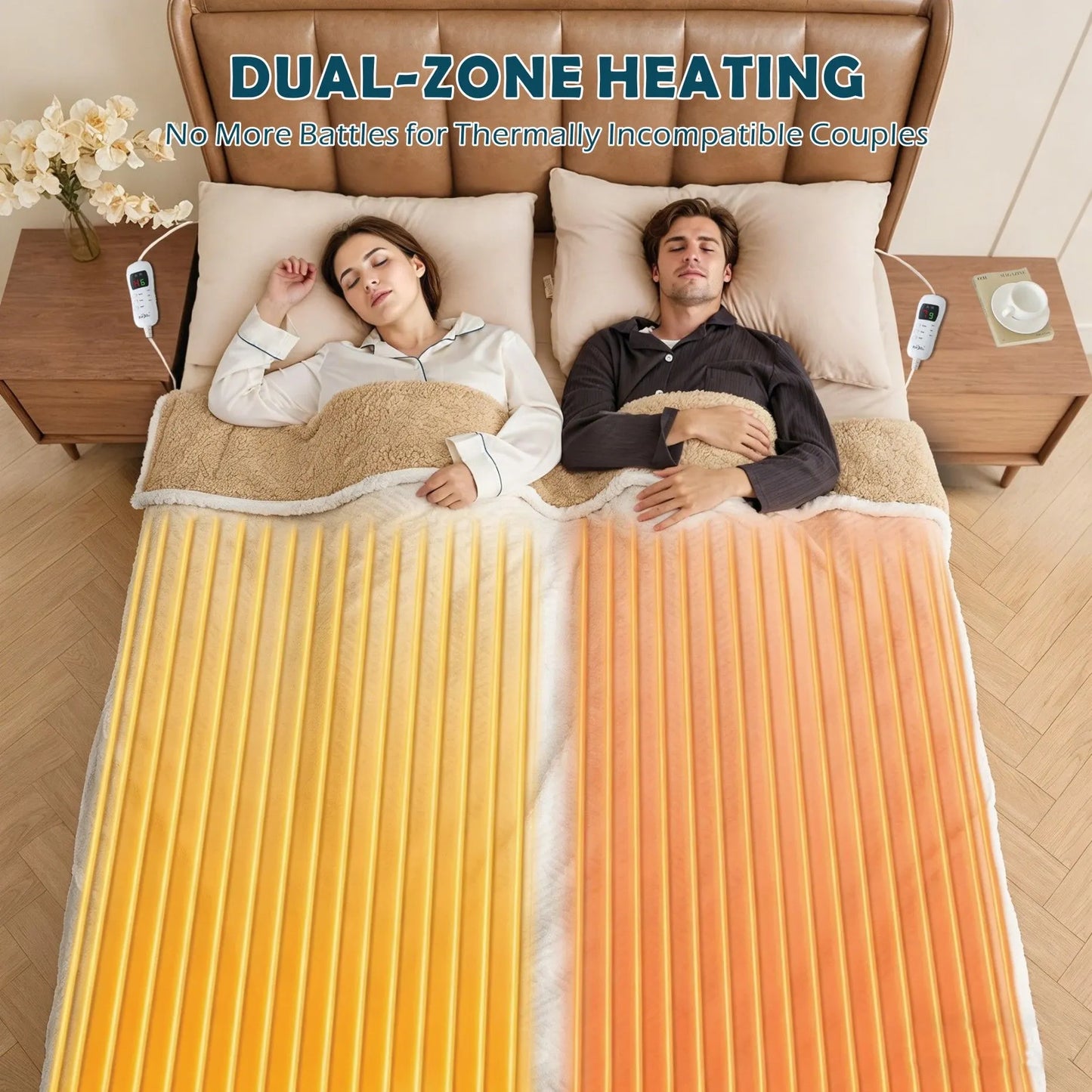 Heated Mattress Pad - Bedding Electric Blanket with 9 Heat Setting & 9-Hour Auto Off, Heated Mattress Pad-Machine Washable Fully Fitted Heating Pad with Overheat Protection , 800GSM Non Woven Fabric-fitted sheet cover((Double) - Image 2