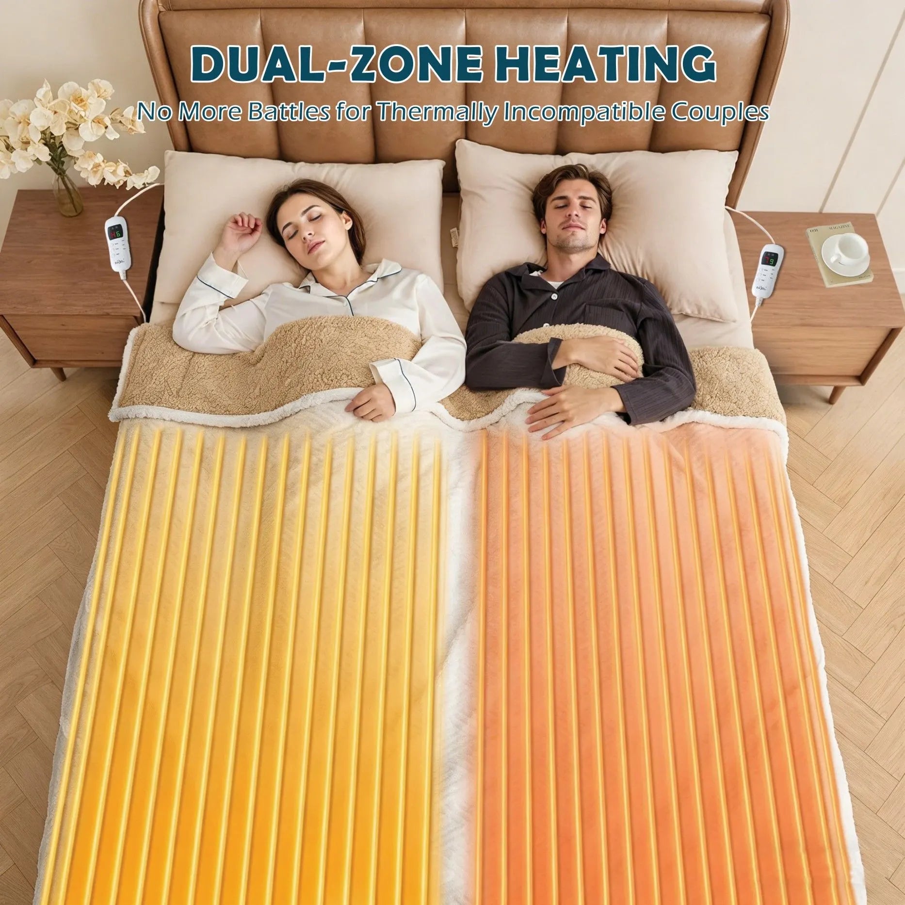 Heated Mattress Pad - Bedding Electric Blanket with 9 Heat Setting & 9-Hour Auto Off, Heated Mattress Pad-Machine Washable Fully Fitted Heating Pad with Overheat Protection , 800GSM Non Woven Fabric-fitted sheet cover((Double) - Image 2