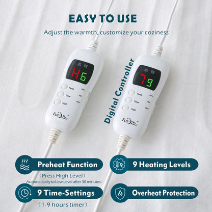 Heated Mattress Pad - Bedding Electric Blanket with 9 Heat Setting & 9-Hour Auto Off, Heated Mattress Pad-Machine Washable Fully Fitted Heating Pad with Overheat Protection , 800GSM Non Woven Fabric-fitted sheet cover((Double) - Image 6