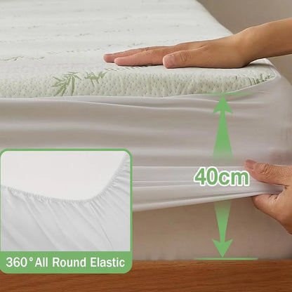 Bamboo Mattress Protector,Breathable Waterproof Mattress Cover,3D Air Fabric Cooling Bed Pad Cover, Deep Pocket 40cm(Double,Green) - Image 4