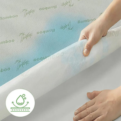 Bamboo Mattress Protector,Breathable Waterproof Mattress Cover,3D Air Fabric Cooling Bed Pad Cover, Deep Pocket 40cm(King Single,Green) - Image 2