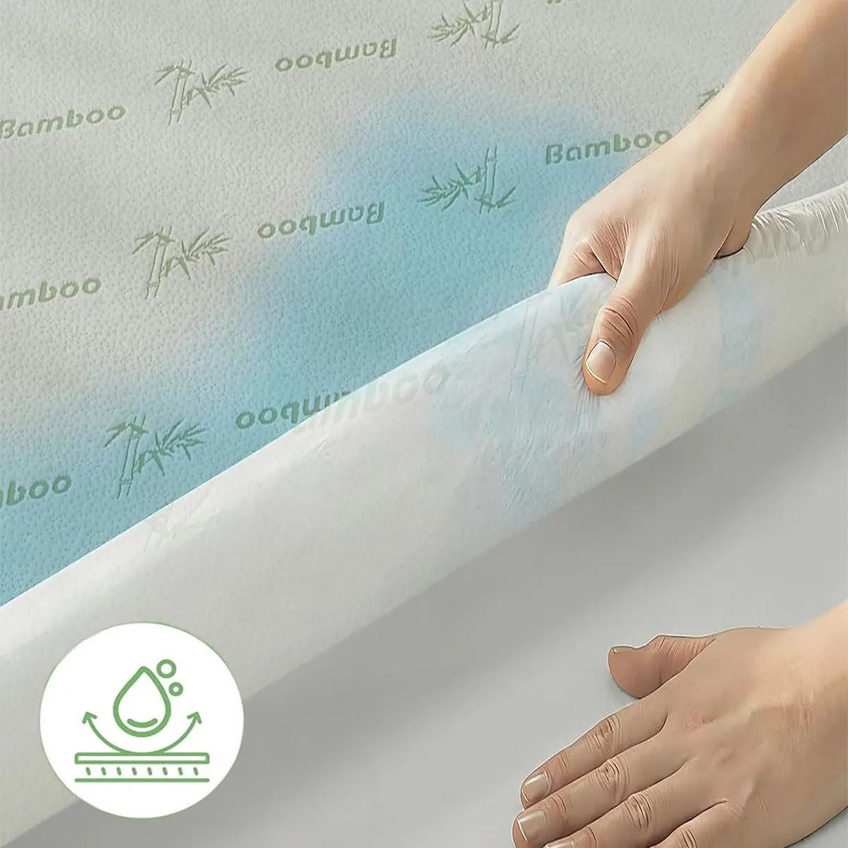Bamboo Mattress Protector,Breathable Waterproof Mattress Cover,3D Air Fabric Cooling Bed Pad Cover, Deep Pocket 40cm(Single,Green) - Image 2