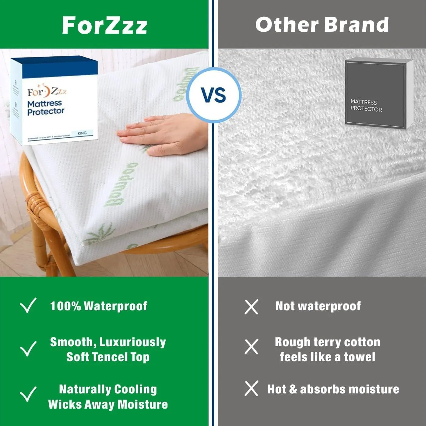 Bamboo Mattress Protector,Breathable Waterproof Mattress Cover,3D Air Fabric Cooling Bed Pad Cover, Deep Pocket 40cm(Single,Green) - Image 6