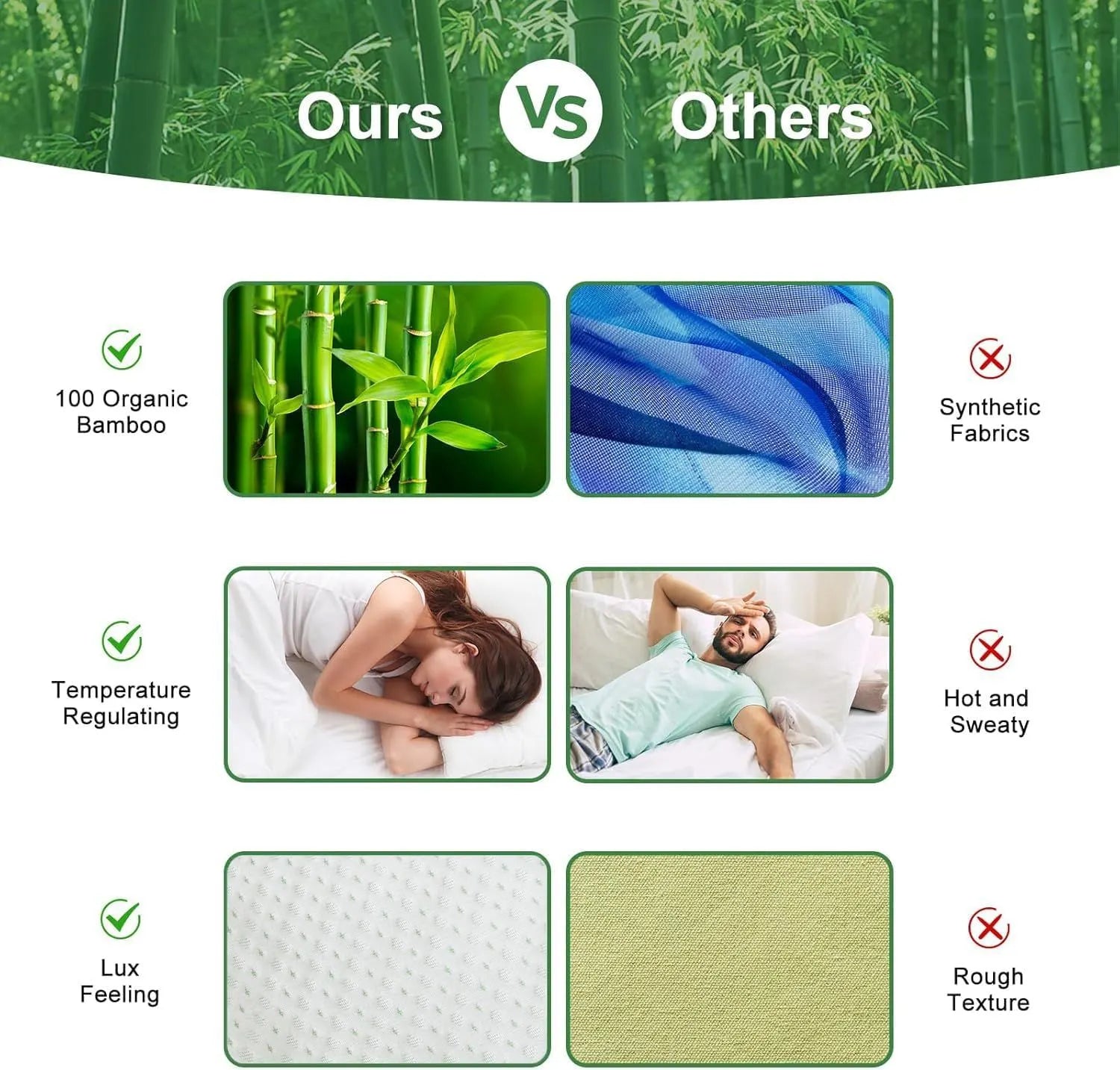 Waterproof Bamboo Pillow Protector Cover,100% Bug Water Proof Zippered Pillow Cases Standard/Queen Size ( 2 Pack,Green,48cm x 74cm) - Image 6