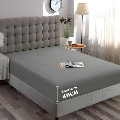 Hotel Quality Fitted Sheet - 1 Piece Fitted Sheet  -Breathable Bedding - Wrinkle, Fade, Stain Resistant- 16inch/40cm Deep Pocket Fitted Bed Sheet-Wrinkle and Fade Resistant,(Grey,Double)