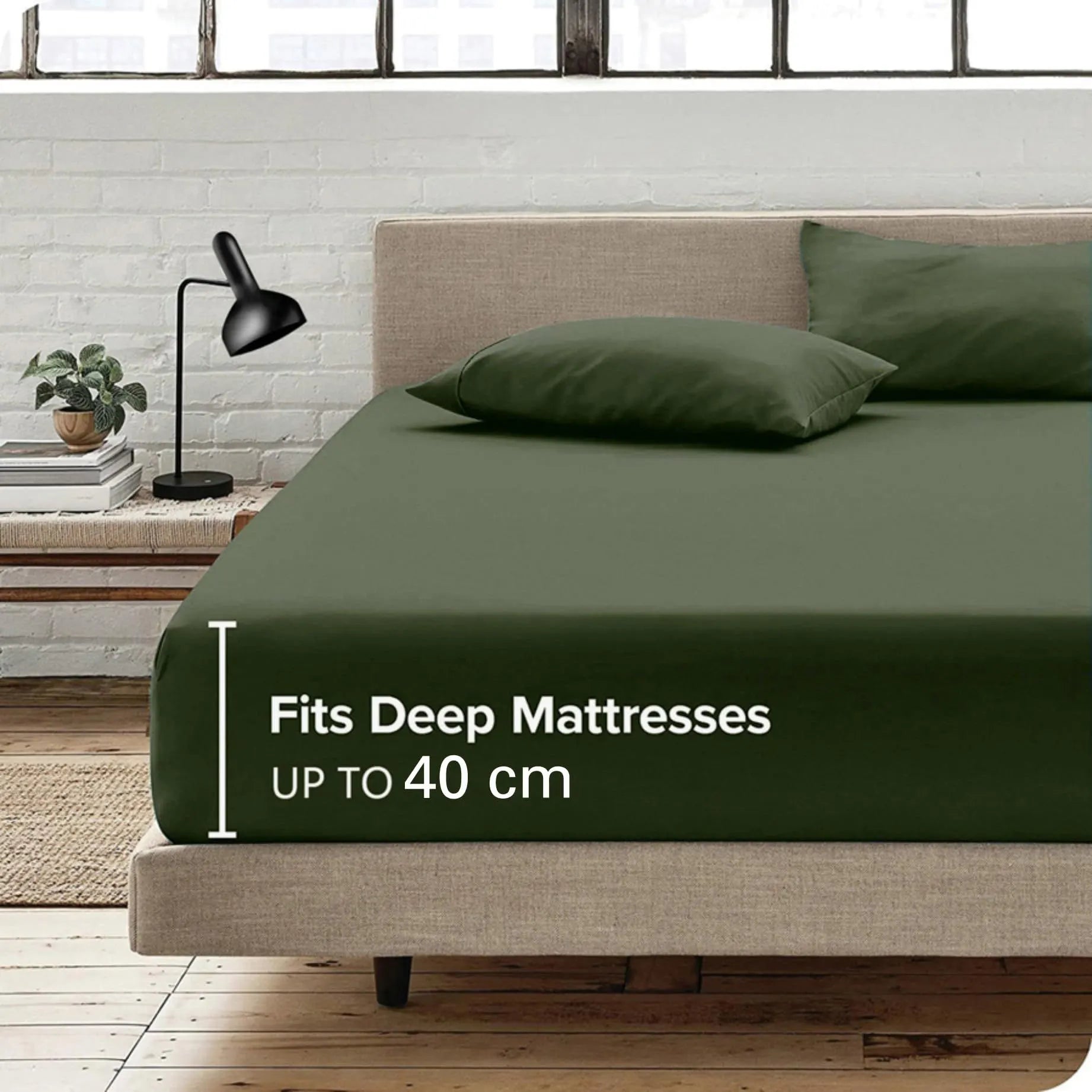Hotel Quality Fitted Sheet - 1 Piece Fitted Sheet  -Breathable Bedding - Wrinkle, Fade, Stain Resistant- 16inch/40cm Deep Pocket Fitted Bed Sheet-Wrinkle and Fade Resistant,(Olive green,Double) - Image 4