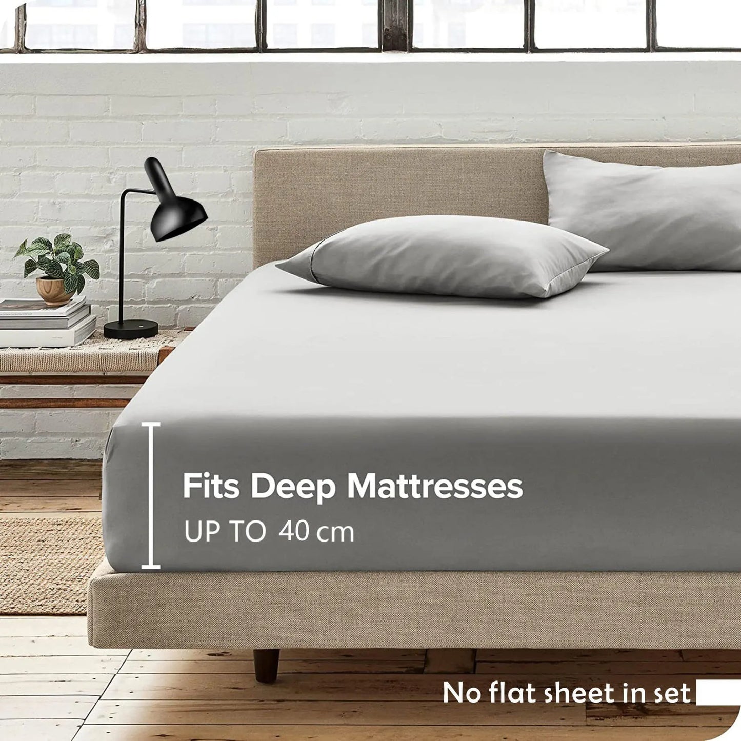 Hotel Quality Fitted Sheet - 1 Piece Fitted Sheet  -Breathable Bedding - Wrinkle, Fade, Stain Resistant- 16inch/40cm Deep Pocket Fitted Bed Sheet-Wrinkle and Fade Resistant,(Silver-gray,Double) - Image 5
