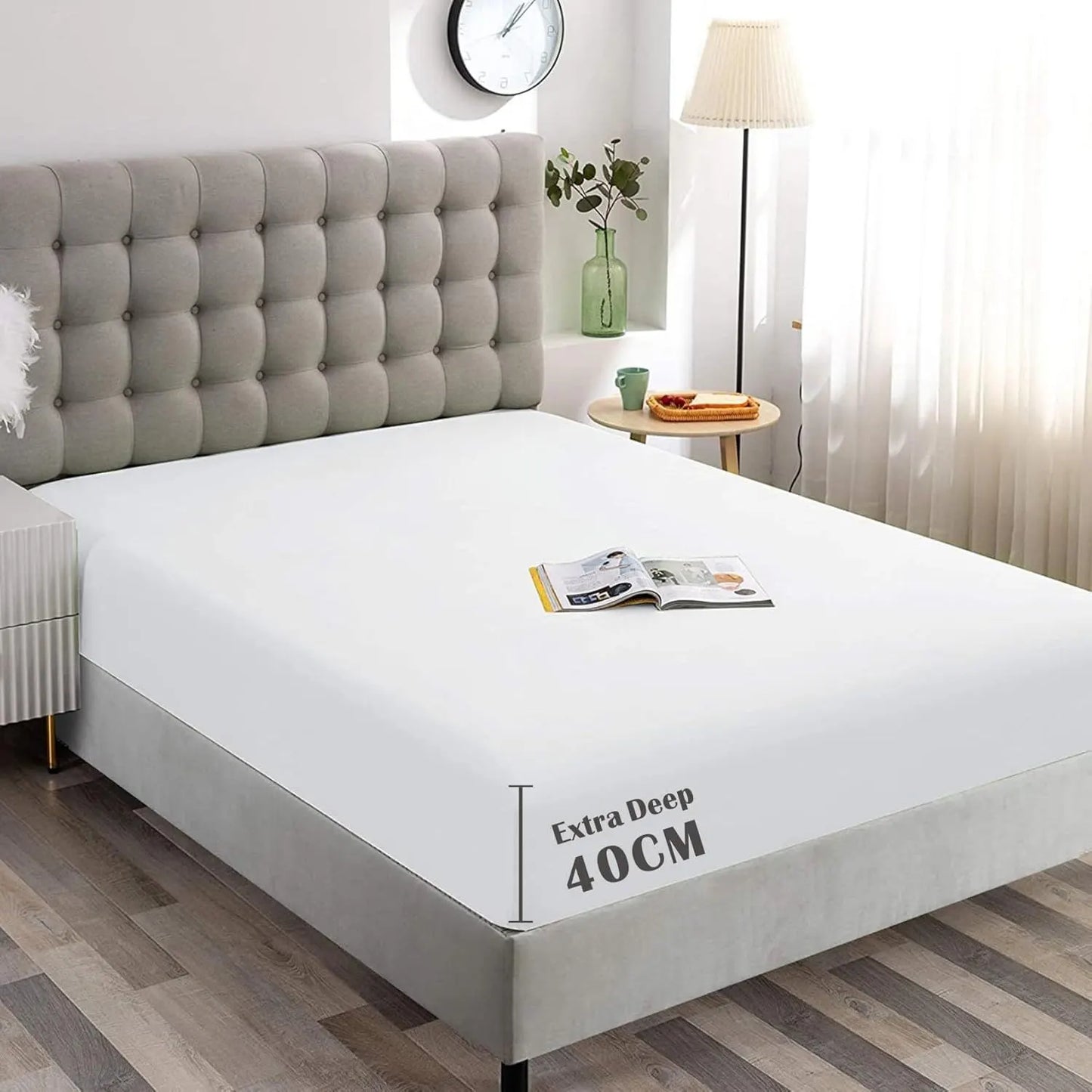 Hotel Quality Fitted Sheet - 1 Piece Fitted Sheet  -Breathable Bedding - Wrinkle, Fade, Stain Resistant- 16inch/40cm Deep Pocket Fitted Bed Sheet-Wrinkle and Fade Resistant,(White,King)