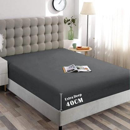Hotel Quality Fitted Sheet - 1 Piece Fitted Sheet  -Breathable Bedding - Wrinkle, Fade, Stain Resistant- 16inch/40cm Deep Pocket Fitted Bed Sheet-Wrinkle and Fade Resistant,(Dark gray,King)