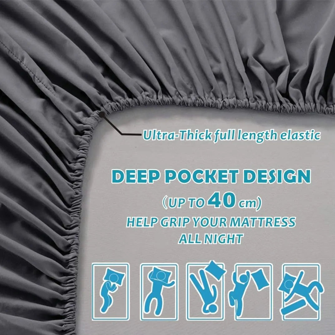 Hotel Quality Fitted Sheet - 1 Piece Fitted Sheet  -Breathable Bedding - Wrinkle, Fade, Stain Resistant- 16inch/40cm Deep Pocket Fitted Bed Sheet-Wrinkle and Fade Resistant,(Dark gray,King) - Image 5
