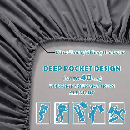 Hotel Quality Fitted Sheet - 1 Piece Fitted Sheet  -Breathable Bedding - Wrinkle, Fade, Stain Resistant- 16inch/40cm Deep Pocket Fitted Bed Sheet-Wrinkle and Fade Resistant,(Dark gray,King) - Image 5
