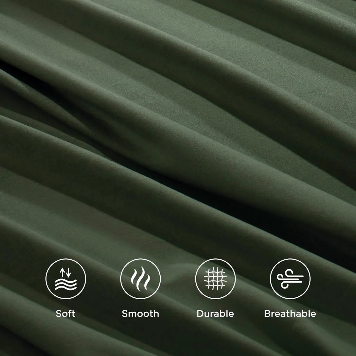 Hotel Quality Fitted Sheet - 1 Piece Fitted Sheet  -Breathable Bedding - Wrinkle, Fade, Stain Resistant- 16inch/40cm Deep Pocket Fitted Bed Sheet-Wrinkle and Fade Resistant,(Olive green,King Single) - Image 3