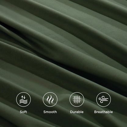 Hotel Quality Fitted Sheet - 1 Piece Fitted Sheet  -Breathable Bedding - Wrinkle, Fade, Stain Resistant- 16inch/40cm Deep Pocket Fitted Bed Sheet-Wrinkle and Fade Resistant,(Olive green,King Single) - Image 3