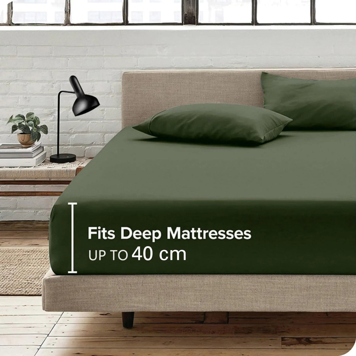 Hotel Quality Fitted Sheet - 1 Piece Fitted Sheet  -Breathable Bedding - Wrinkle, Fade, Stain Resistant- 16inch/40cm Deep Pocket Fitted Bed Sheet-Wrinkle and Fade Resistant,(Olive green,King Single) - Image 4