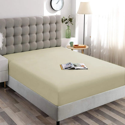 Hotel Quality Fitted Sheet - 1 Piece Fitted Sheet  -Breathable Bedding - Wrinkle, Fade, Stain Resistant- 16inch/40cm Deep Pocket Fitted Bed Sheet-Wrinkle and Fade Resistant,(Cream White,King Single)