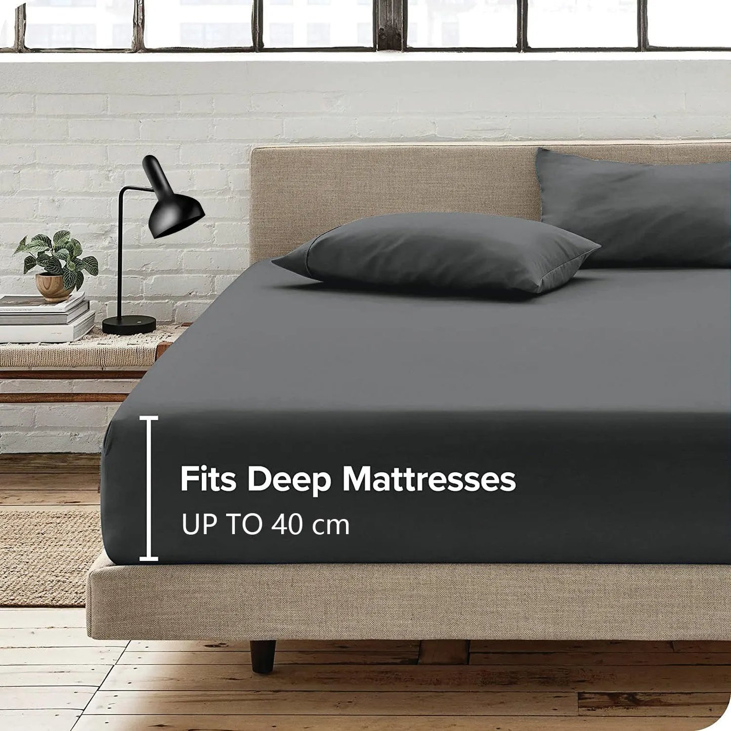 Hotel Quality Fitted Sheet - 1 Piece Fitted Sheet  -Breathable Bedding - Wrinkle, Fade, Stain Resistant- 16inch/40cm Deep Pocket Fitted Bed Sheet-Wrinkle and Fade Resistant,(Dark gray,King Single) - Image 4