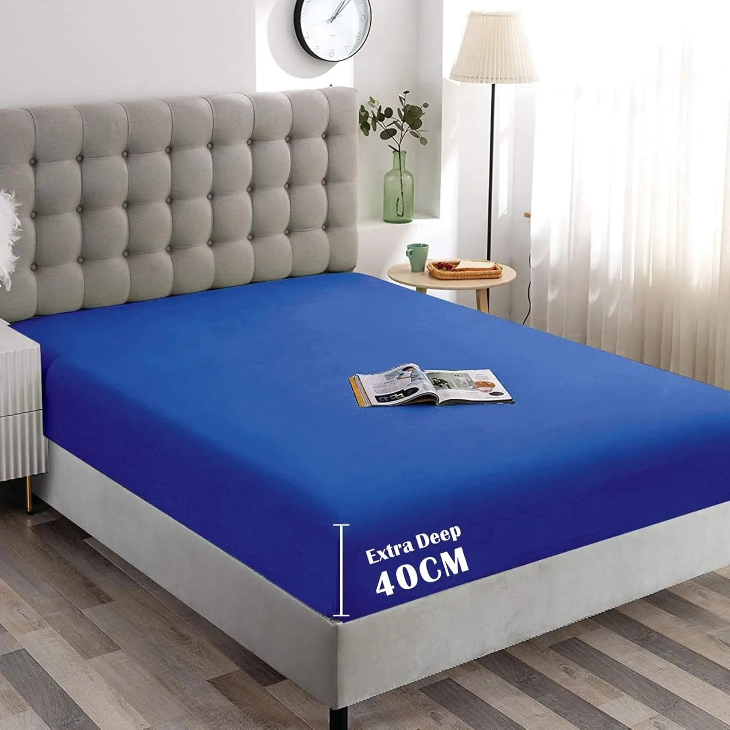 Hotel Quality Fitted Sheet - 1 Piece Fitted Sheet  -Breathable Bedding - Wrinkle, Fade, Stain Resistant- 16inch/40cm Deep Pocket Fitted Bed Sheet-Wrinkle and Fade Resistant,(Royal blue,Queen)