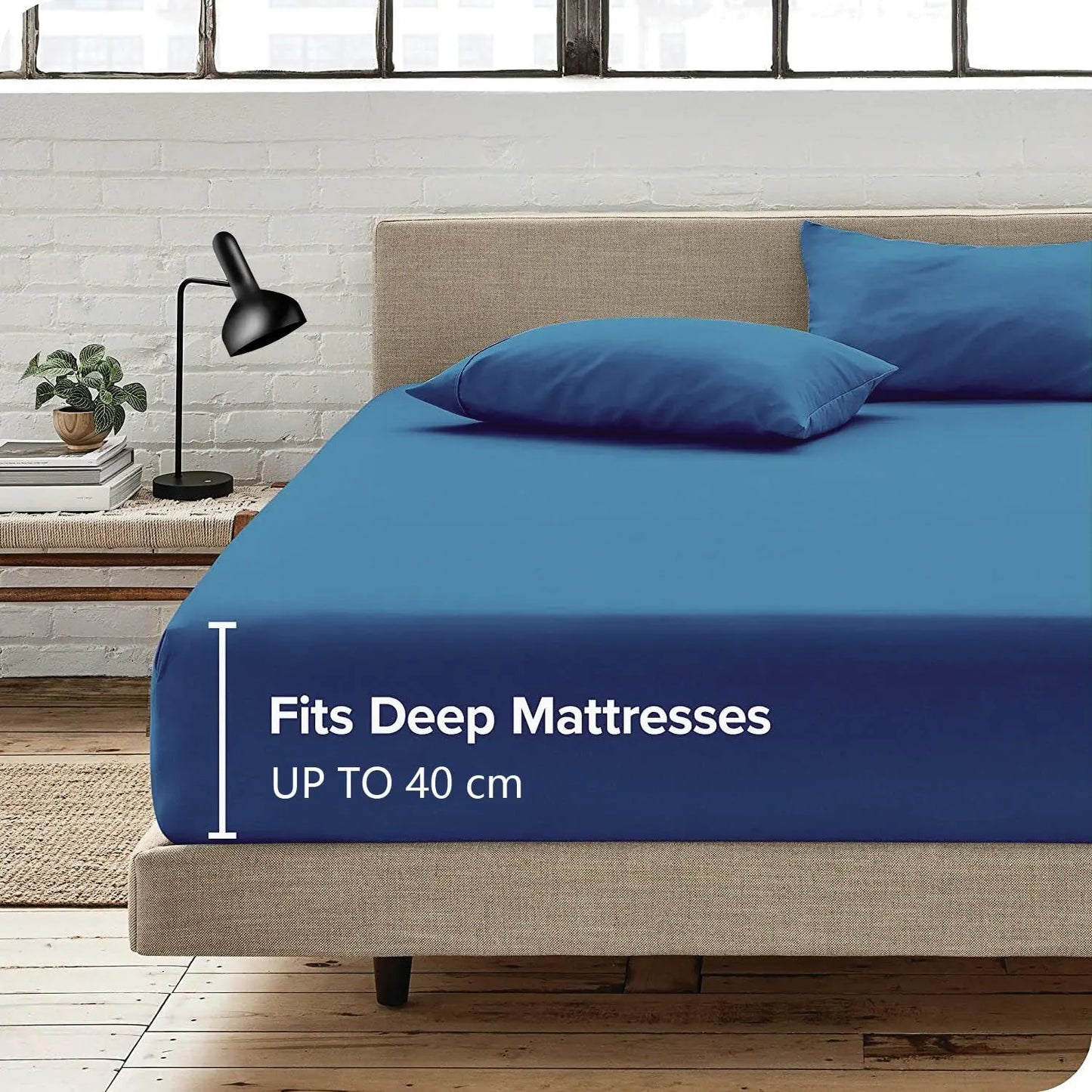 Hotel Quality Fitted Sheet - 1 Piece Fitted Sheet  -Breathable Bedding - Wrinkle, Fade, Stain Resistant- 16inch/40cm Deep Pocket Fitted Bed Sheet-Wrinkle and Fade Resistant,(Ocean,Queen) - Image 2