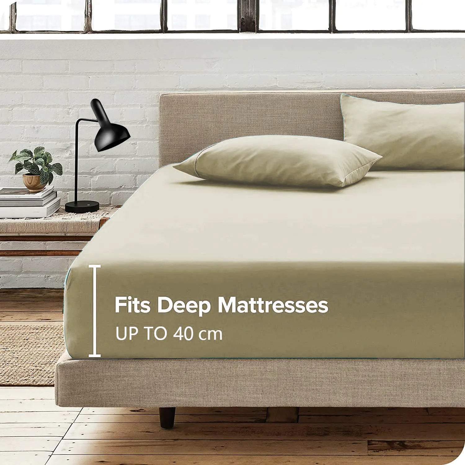 Hotel Quality Fitted Sheet - 1 Piece Fitted Sheet  -Breathable Bedding - Wrinkle, Fade, Stain Resistant- 16inch/40cm Deep Pocket Fitted Bed Sheet-Wrinkle and Fade Resistant,(Cream White,Queen) - Image 2