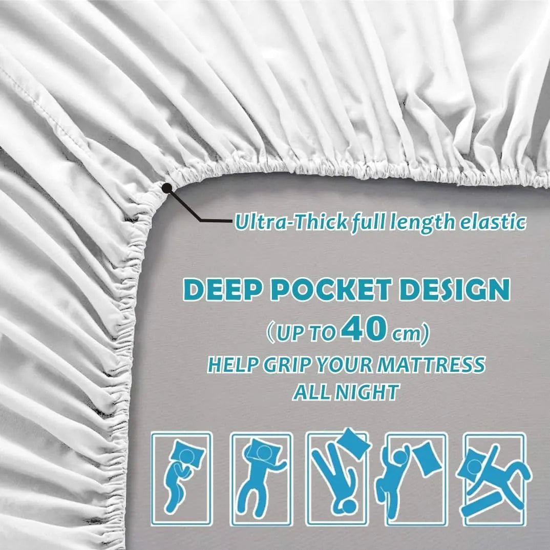 Hotel Quality Fitted Sheet - 1 Piece Fitted Sheet  -Breathable Bedding - Wrinkle, Fade, Stain Resistant- 16inch/40cm Deep Pocket Fitted Bed Sheet-Wrinkle and Fade Resistant,(White,Single) - Image 3