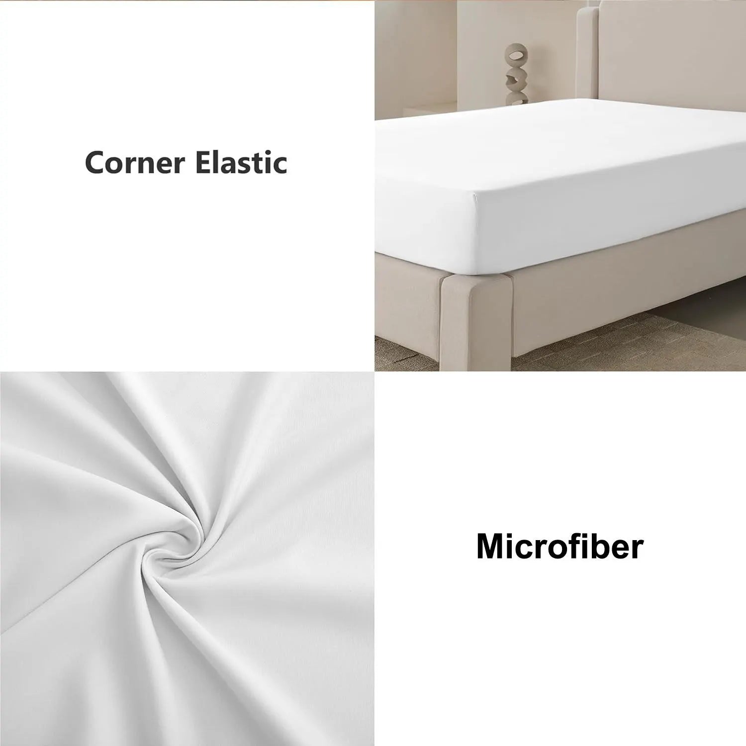 Hotel Quality Fitted Sheet - 1 Piece Fitted Sheet  -Breathable Bedding - Wrinkle, Fade, Stain Resistant- 16inch/40cm Deep Pocket Fitted Bed Sheet-Wrinkle and Fade Resistant,(White,Single) - Image 4