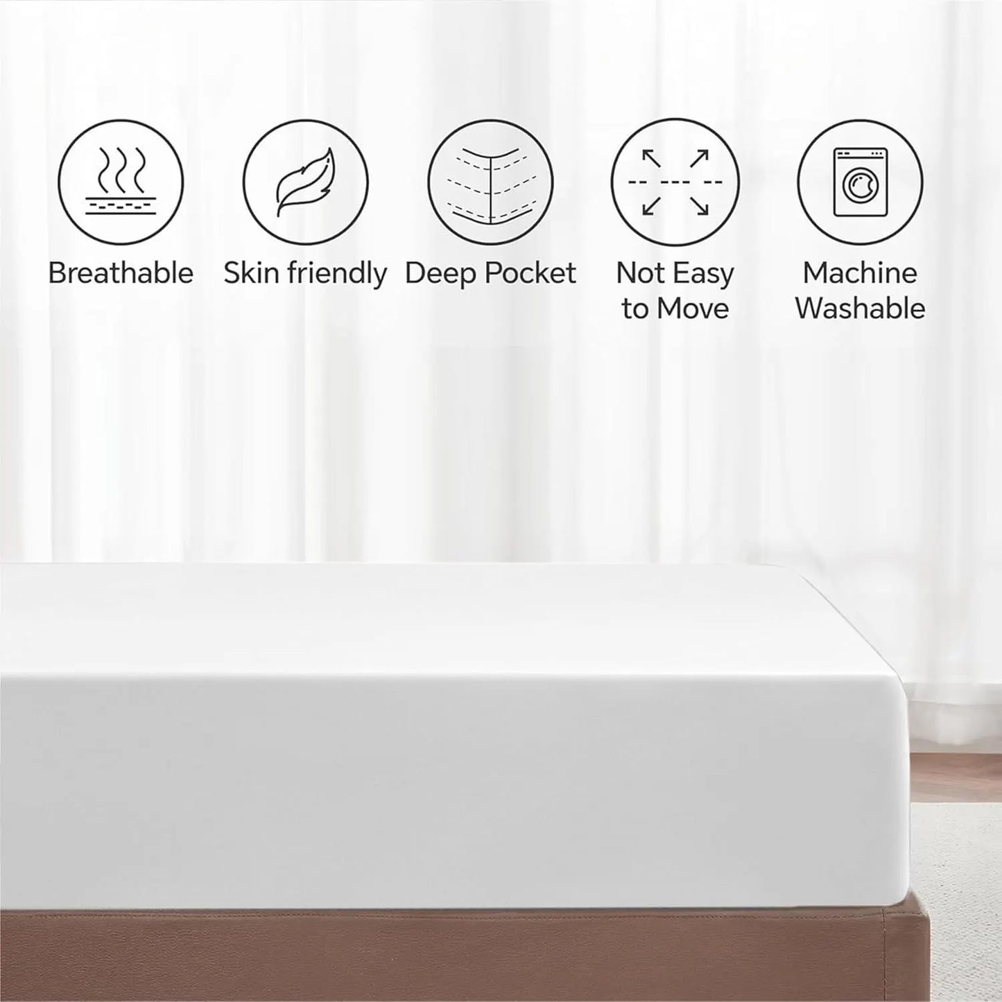 Hotel Quality Fitted Sheet - 1 Piece Fitted Sheet  -Breathable Bedding - Wrinkle, Fade, Stain Resistant- 16inch/40cm Deep Pocket Fitted Bed Sheet-Wrinkle and Fade Resistant,(White,Single) - Image 6