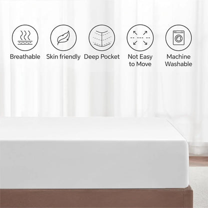 Hotel Quality Fitted Sheet - 1 Piece Fitted Sheet  -Breathable Bedding - Wrinkle, Fade, Stain Resistant- 16inch/40cm Deep Pocket Fitted Bed Sheet-Wrinkle and Fade Resistant,(White,Single) - Image 6