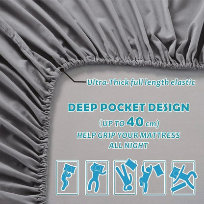 Hotel Quality Fitted Sheet - 1 Piece Fitted Sheet  -Breathable Bedding - Wrinkle, Fade, Stain Resistant- 16inch/40cm Deep Pocket Fitted Bed Sheet-Wrinkle and Fade Resistant,(Grey,Single) - Image 4