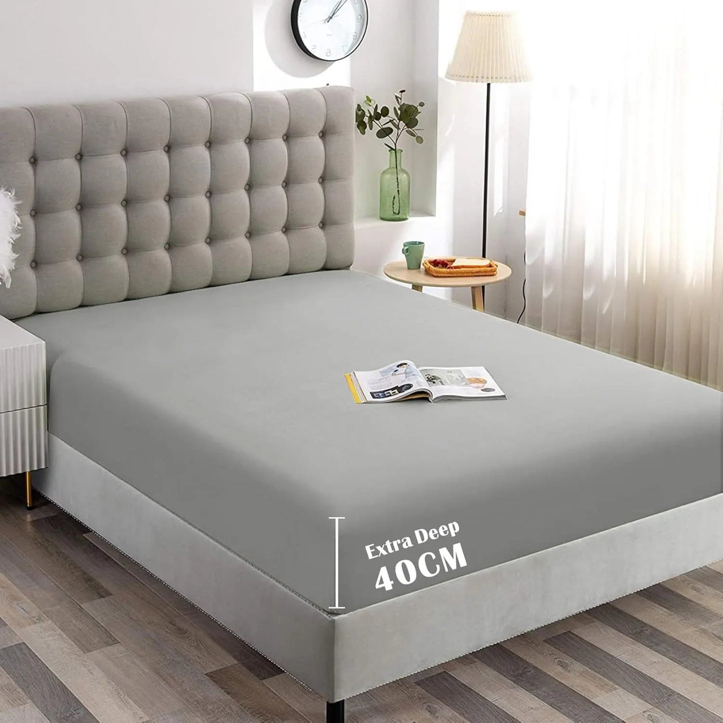 Hotel Quality Fitted Sheet - 1 Piece Fitted Sheet  -Breathable Bedding - Wrinkle, Fade, Stain Resistant- 16inch/40cm Deep Pocket Fitted Bed Sheet-Wrinkle and Fade Resistant,(Silver-gray,Single)