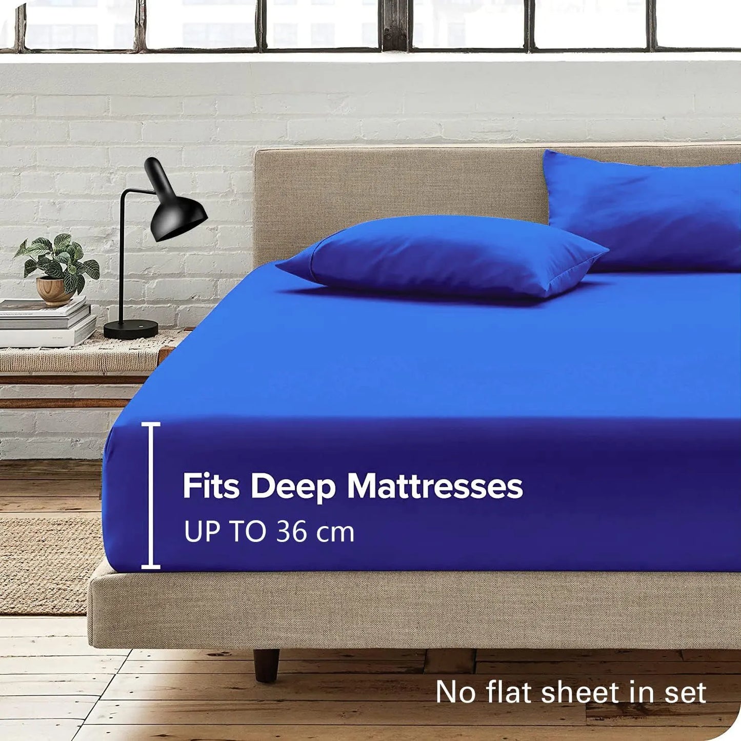 Hotel Quality Fitted Sheet - 1 Piece Fitted Sheet  -Breathable Bedding - Wrinkle, Fade, Stain Resistant- 16inch/40cm Deep Pocket Fitted Bed Sheet-Wrinkle and Fade Resistant,(Royal blue,Super King) - Image 4