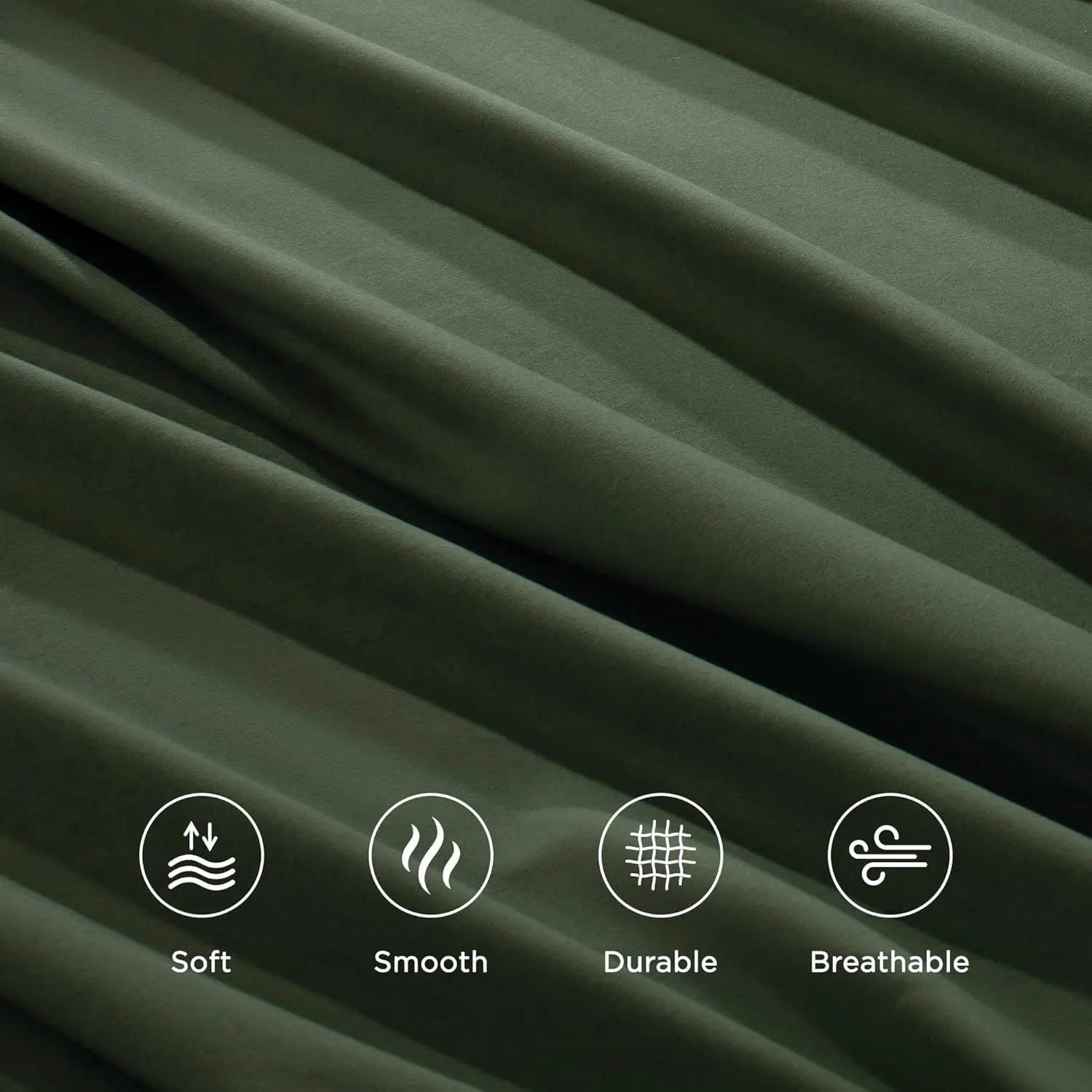 Hotel Quality Fitted Sheet - 1 Piece Fitted Sheet  -Breathable Bedding - Wrinkle, Fade, Stain Resistant- 16inch/40cm Deep Pocket Fitted Bed Sheet-Wrinkle and Fade Resistant,(Olive green,Super King) - Image 3