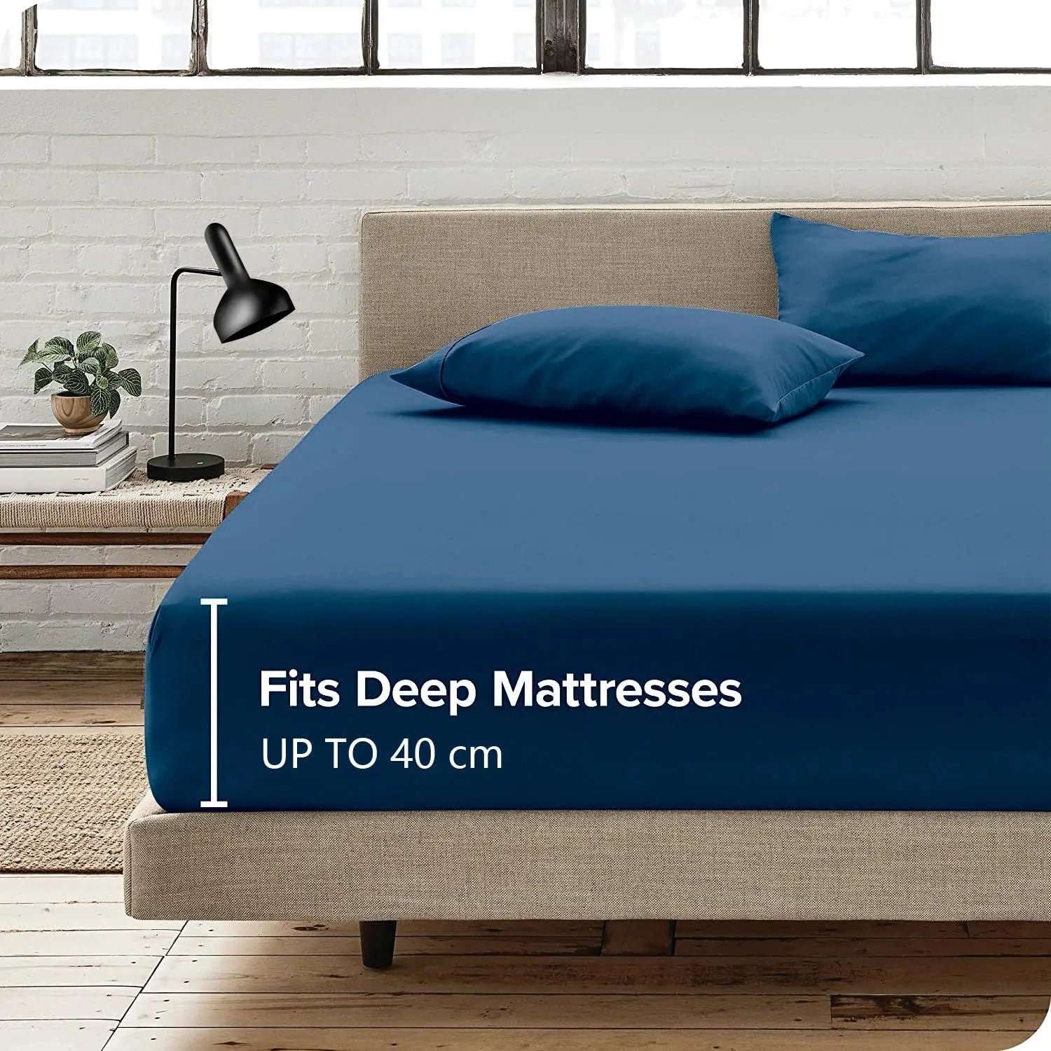 Hotel Quality Fitted Sheet - 1 Piece Fitted Sheet  -Breathable Bedding - Wrinkle, Fade, Stain Resistant- 16inch/40cm Deep Pocket Fitted Bed Sheet-Wrinkle and Fade Resistant,(Navy,Super King) - Image 3