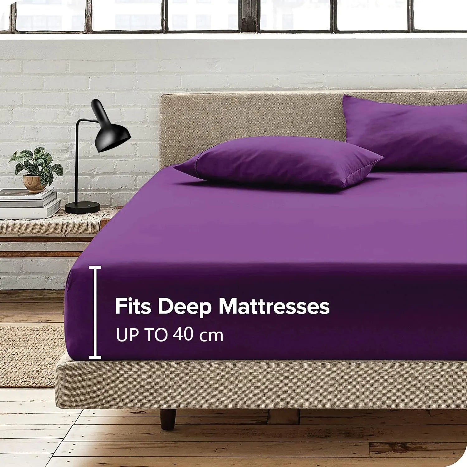 Hotel Quality Fitted Sheet - 1 Piece Fitted Sheet  -Breathable Bedding - Wrinkle, Fade, Stain Resistant- 16inch/40cm Deep Pocket Fitted Bed Sheet-Wrinkle and Fade Resistant,(Purple,Super King) - Image 3
