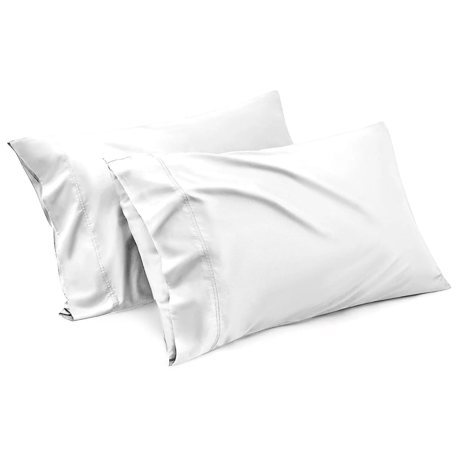 1000TC Ultra Soft Microfiber Pillowcases,Pair of Standard Pillow Covers,（White, Standard Size, 48x74 cm)