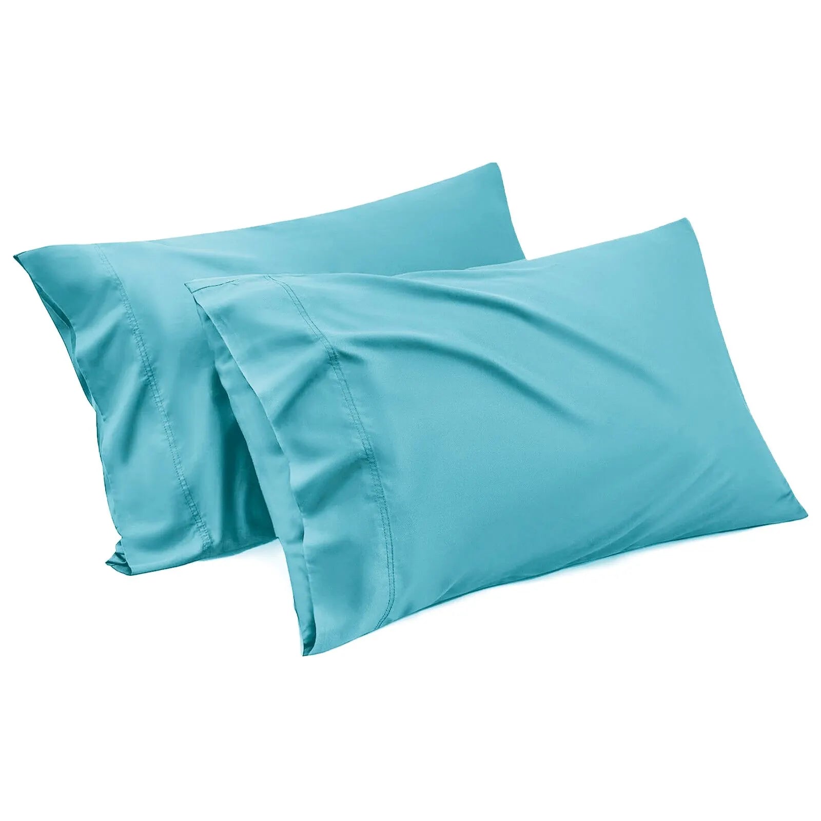 1000TC Ultra Soft Microfiber Pillowcases,Pair of Standard Pillow Covers,（ice blue, Standard Size, 48x74 cm)