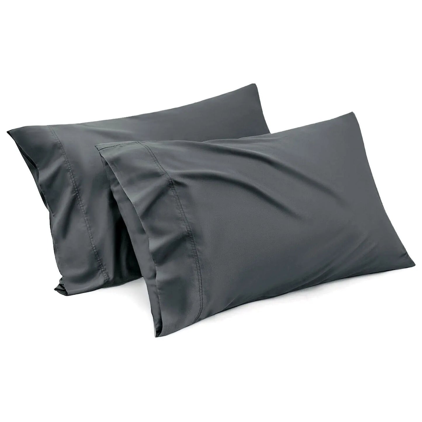 1000TC Ultra Soft Microfiber Pillowcases,Pair of Standard Pillow Covers,（Dark gray, Standard Size, 48x74 cm)