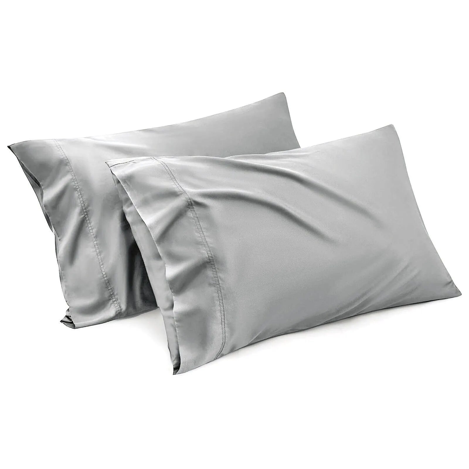 1000TC Ultra Soft Microfiber Pillowcases,Pair of Standard Pillow Covers,（Silver-gray, Standard Size, 48x74 cm)