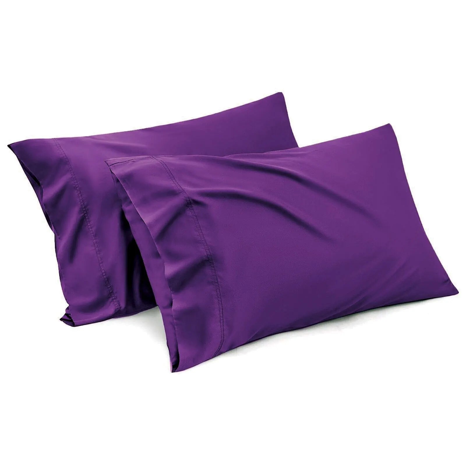 1000TC Ultra Soft Microfiber Pillowcases,Pair of Standard Pillow Covers,（purple, Standard Size, 48x74 cm)