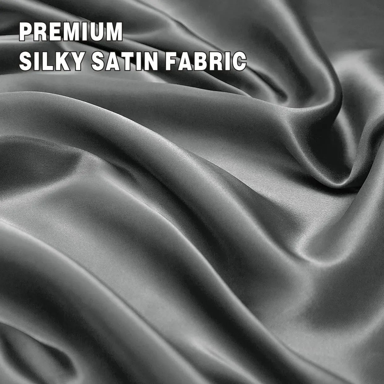 Art Silk Satin Sheet Set Hotel 4 Pieces Fitted/Flat Sheet Bedding Set-Luxury Soft Silky Sheets for Hair and Skin, Similar to Silk Bed Sheets Set 4 Pieces(Double,Grey) - Image 2