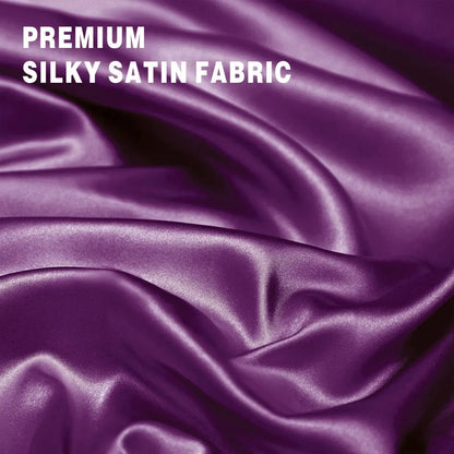 Art Silk Satin Sheet Set Hotel 4 Pieces Fitted/Flat Sheet Bedding Set-Luxury Soft Silky Sheets for Hair and Skin, Similar to Silk Bed Sheets Set 4 Pieces(Double,Purple) - Image 2